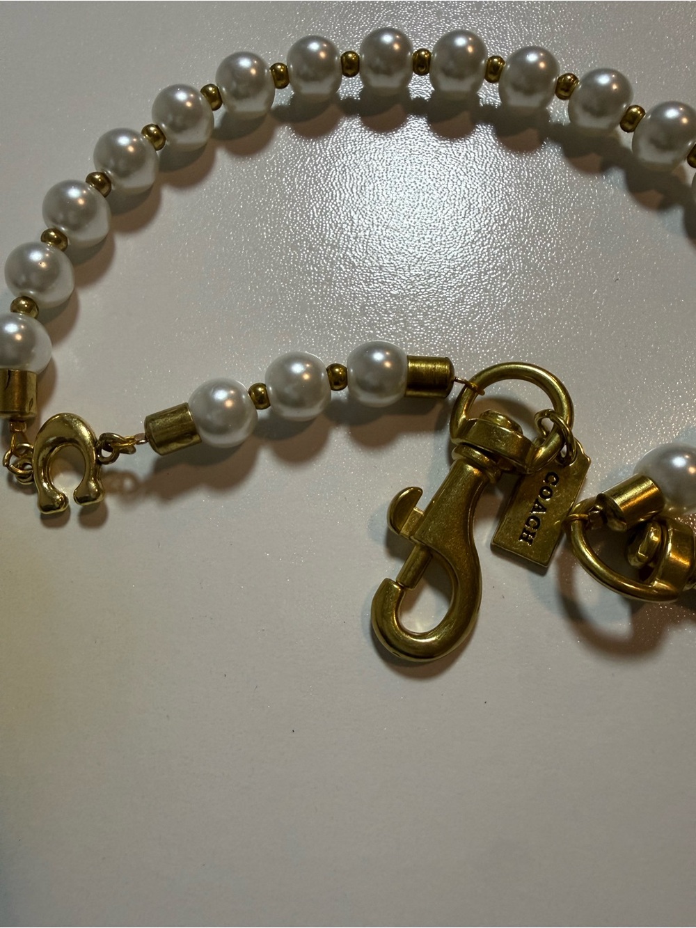 Coach Pearl Beaded Necklace with Gold Hardware